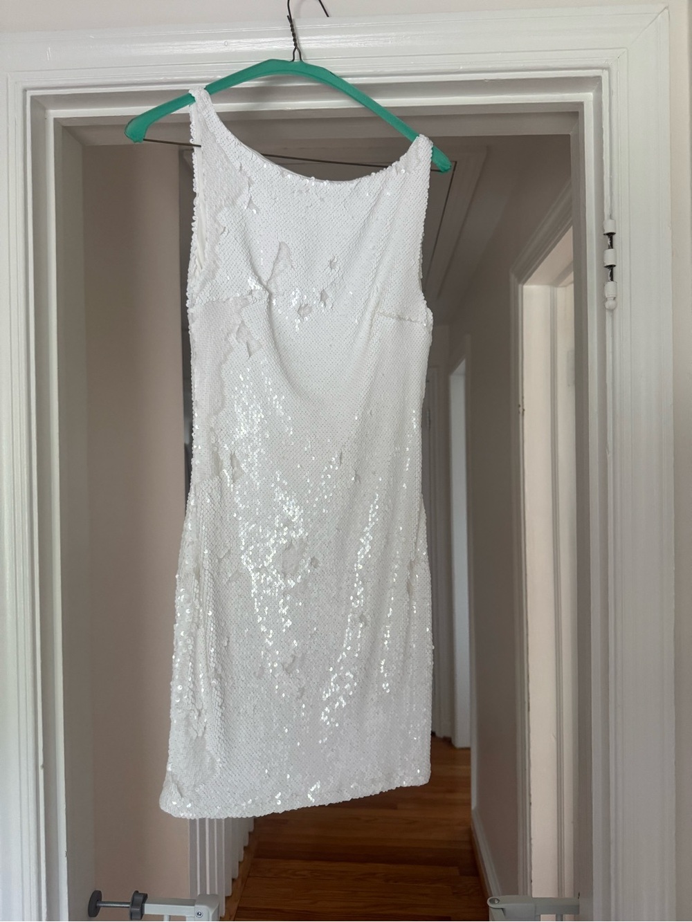 Meshki Ayla White Sequin Backless Mini Dress
